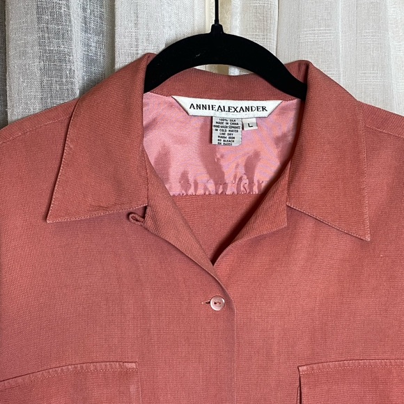 VTG Annie Alexander Top 100% Silk Pink - Picture 3 of 9